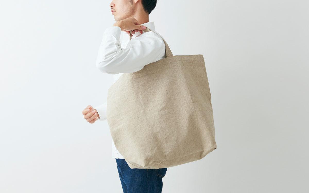 リネン帆布のトートバッグ L