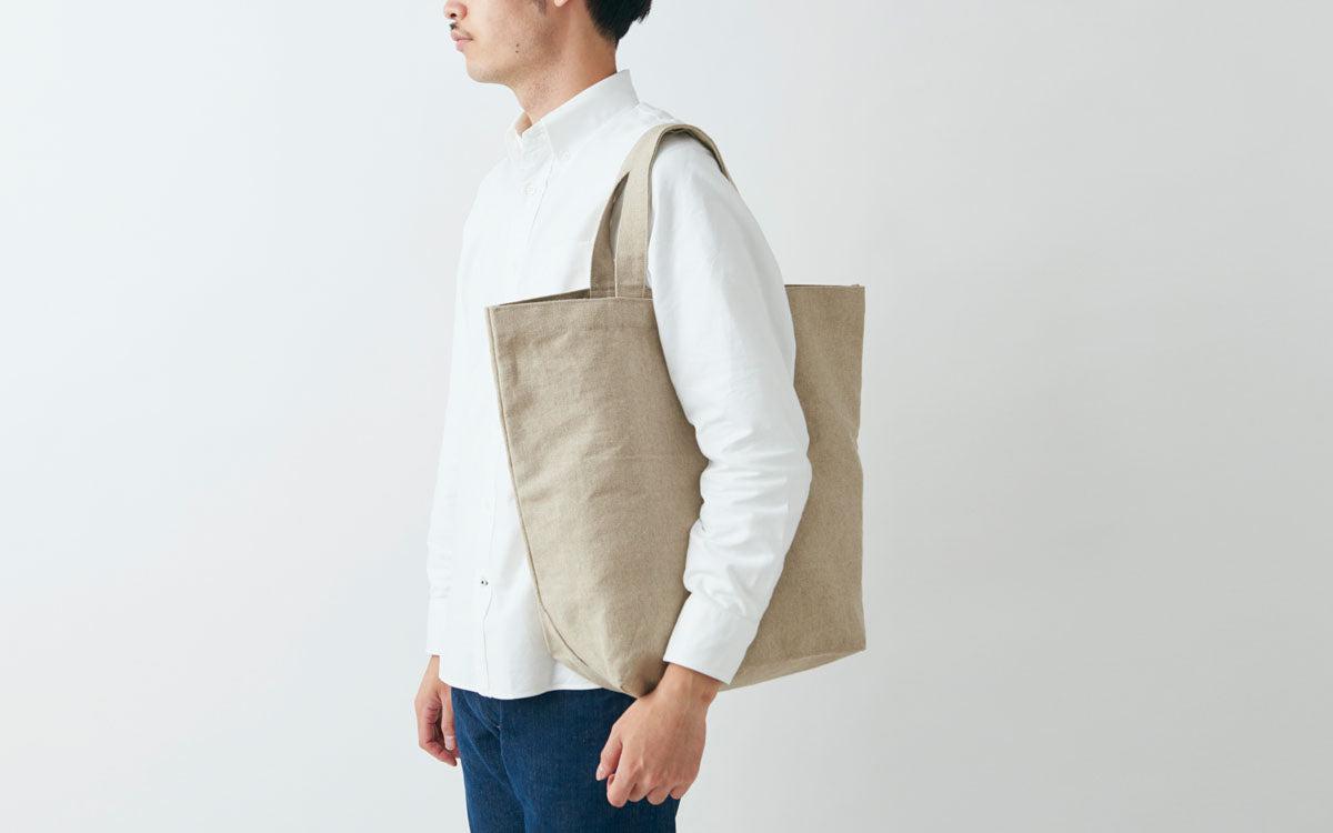 リネン帆布のトートバッグ L