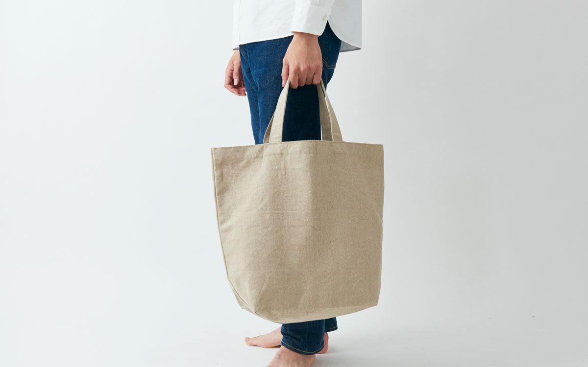 リネン帆布のトートバッグ L