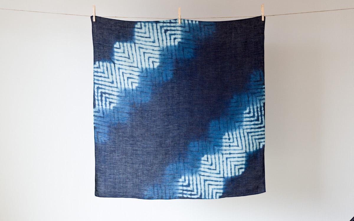 本藍染めリネン風呂敷 山路登