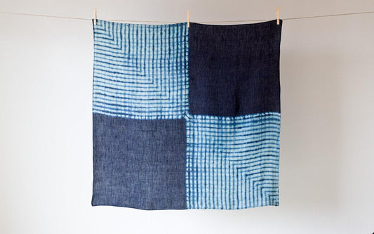 本藍染めリネン風呂敷 四角