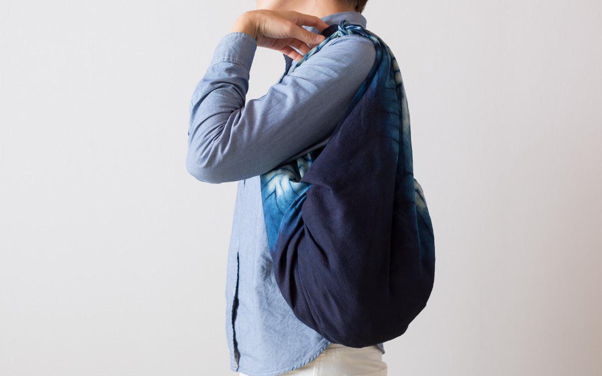 本藍染めリネン風呂敷 月夜