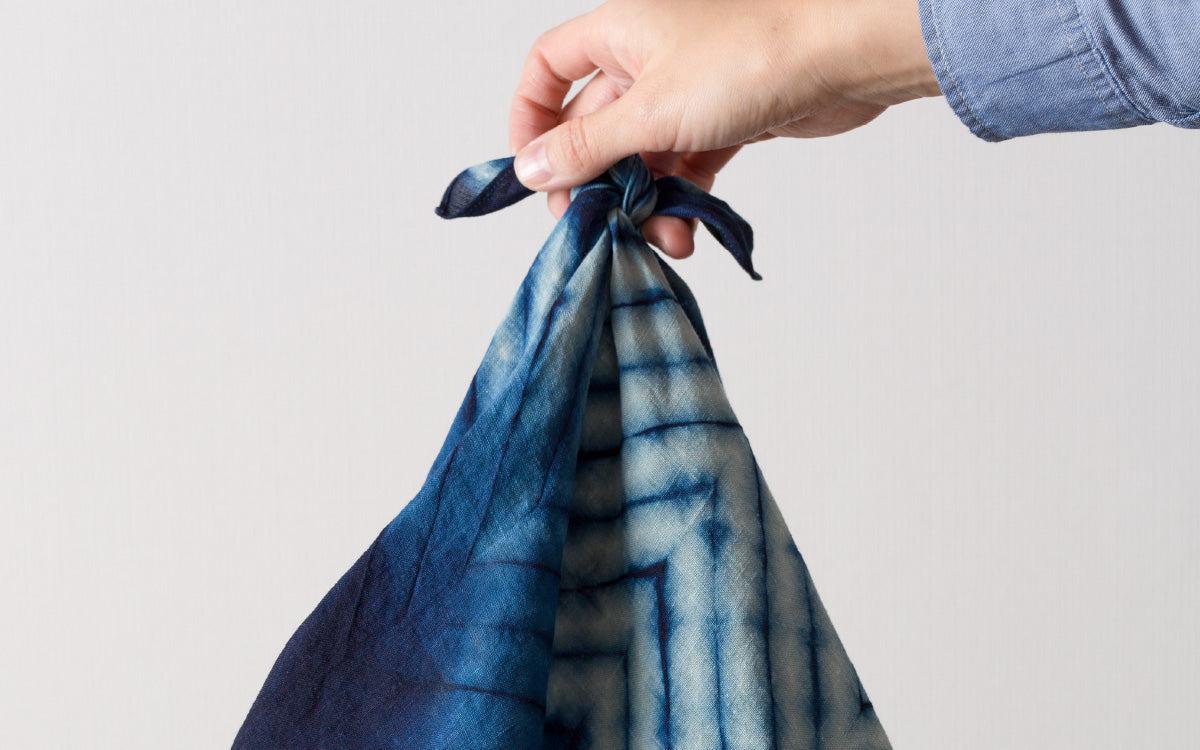 本藍染めリネン風呂敷 月夜