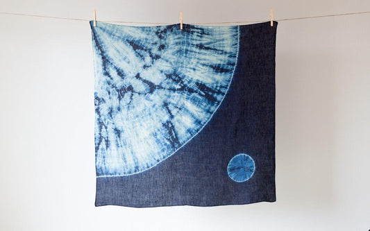 本藍染めリネン風呂敷 月夜