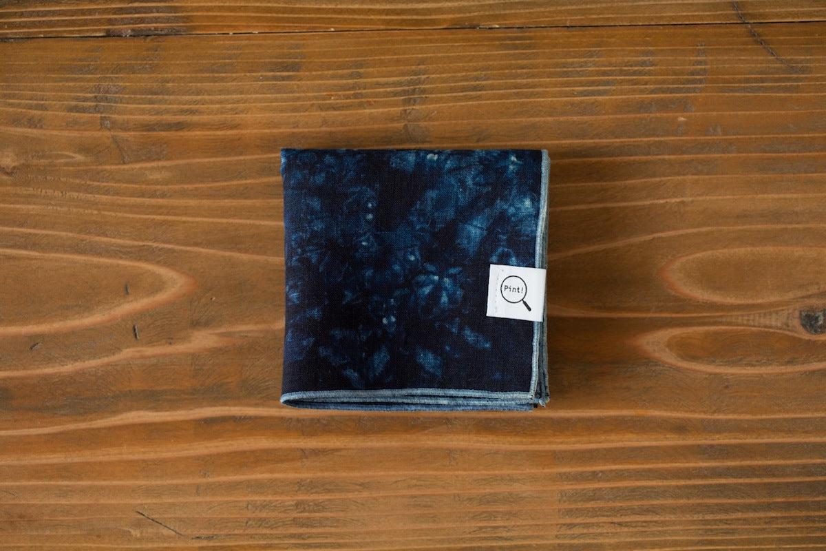 【在庫あり】本藍染めリネンハンカチ 群雲