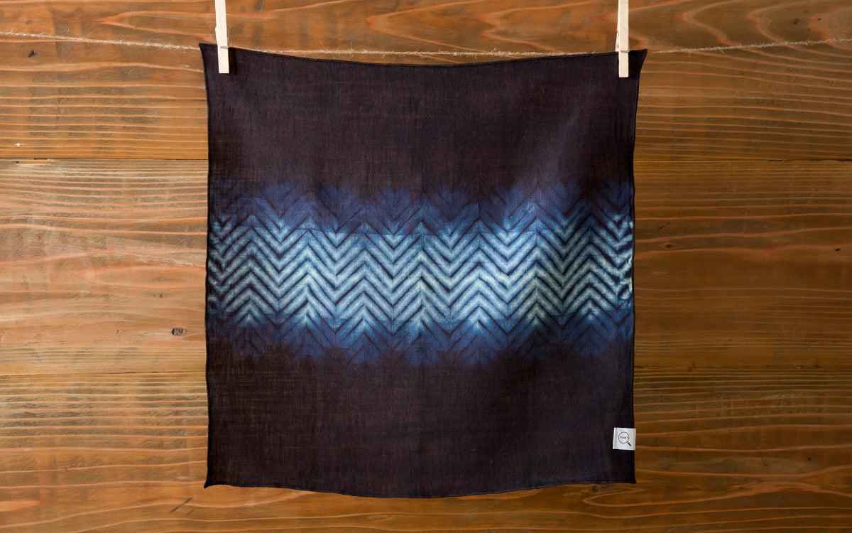 本藍染めリネンハンカチ 山路