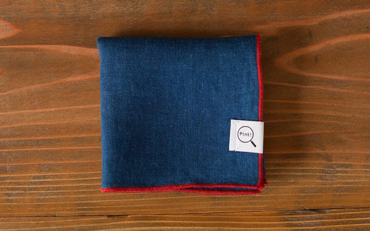 本藍染めリネンハンカチ 無地｜薄藍