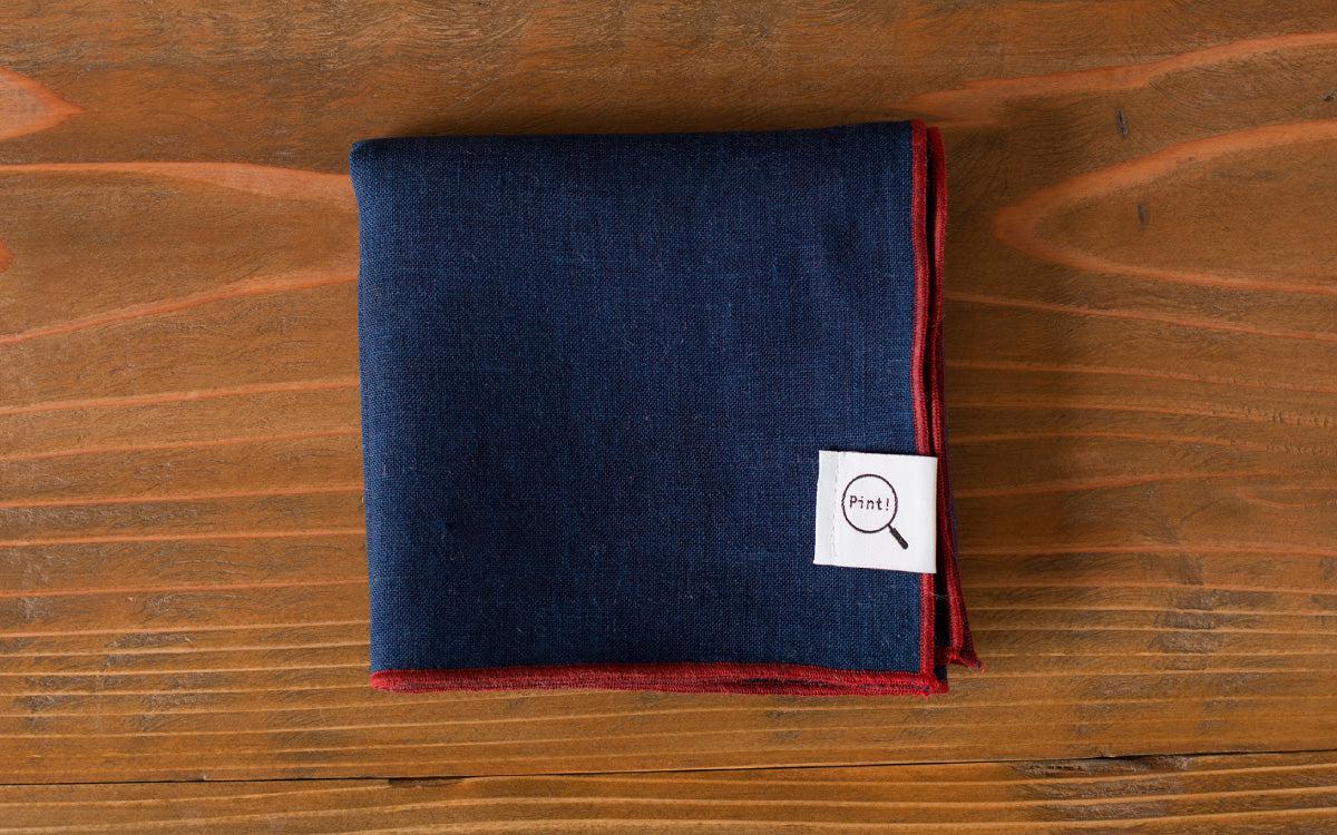 本藍染めリネンハンカチ 無地｜藍色