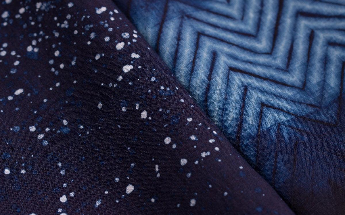 本藍染めリネンハンカチ 無地｜濃藍