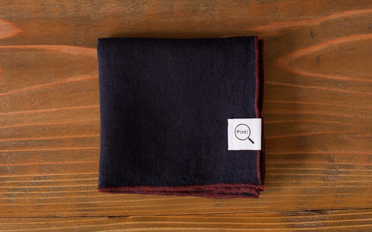 本藍染めリネンハンカチ 無地｜濃藍