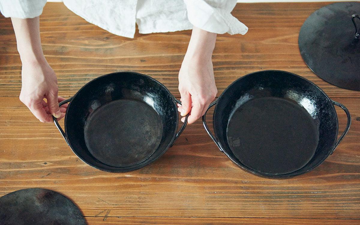 鍛冶職人の鉄の両手鍋 ＜3サイズ＞＜本体のみ・本体＋蓋＞