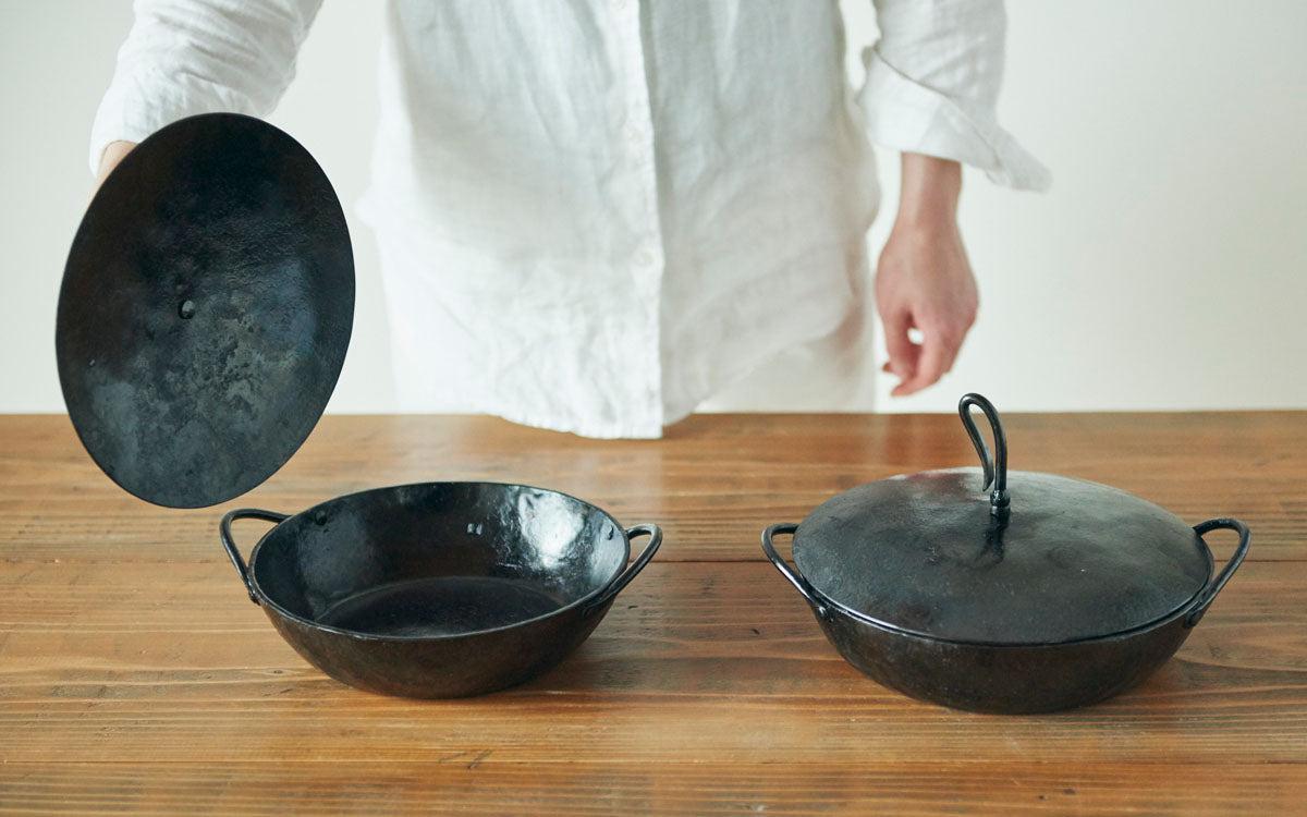 鍛冶職人の鉄の両手鍋 ＜3サイズ＞＜本体のみ・本体＋蓋＞