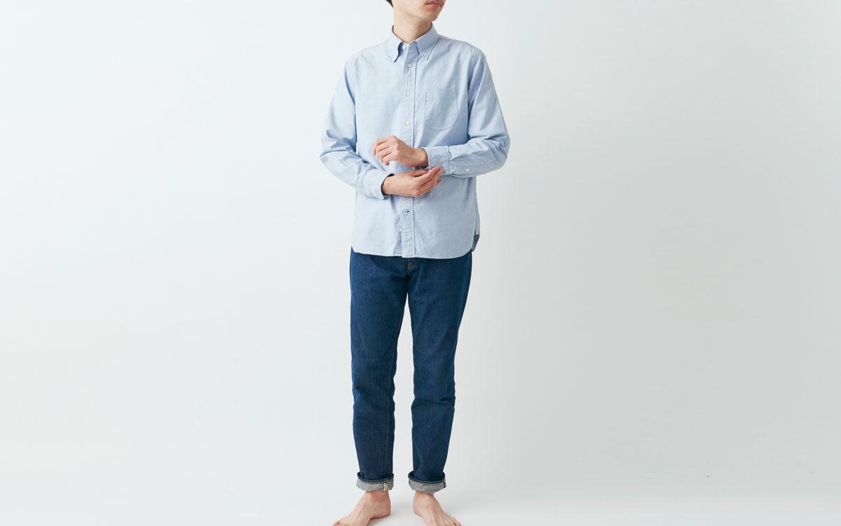 HANDROOM ボタンダウンシャツ ブルー｜unisex 5size