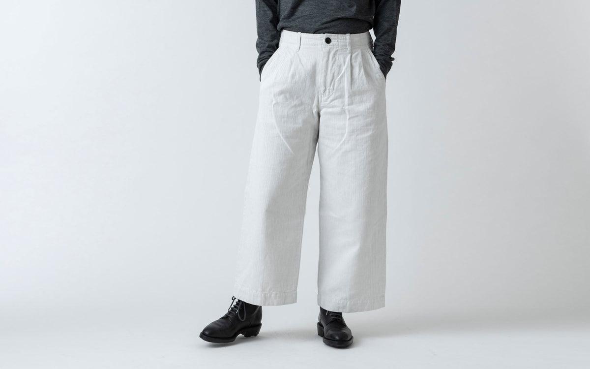 HANDROOM WOMEN'S コットンリネンヘリンボーンパンツ black｜ladies｜4size