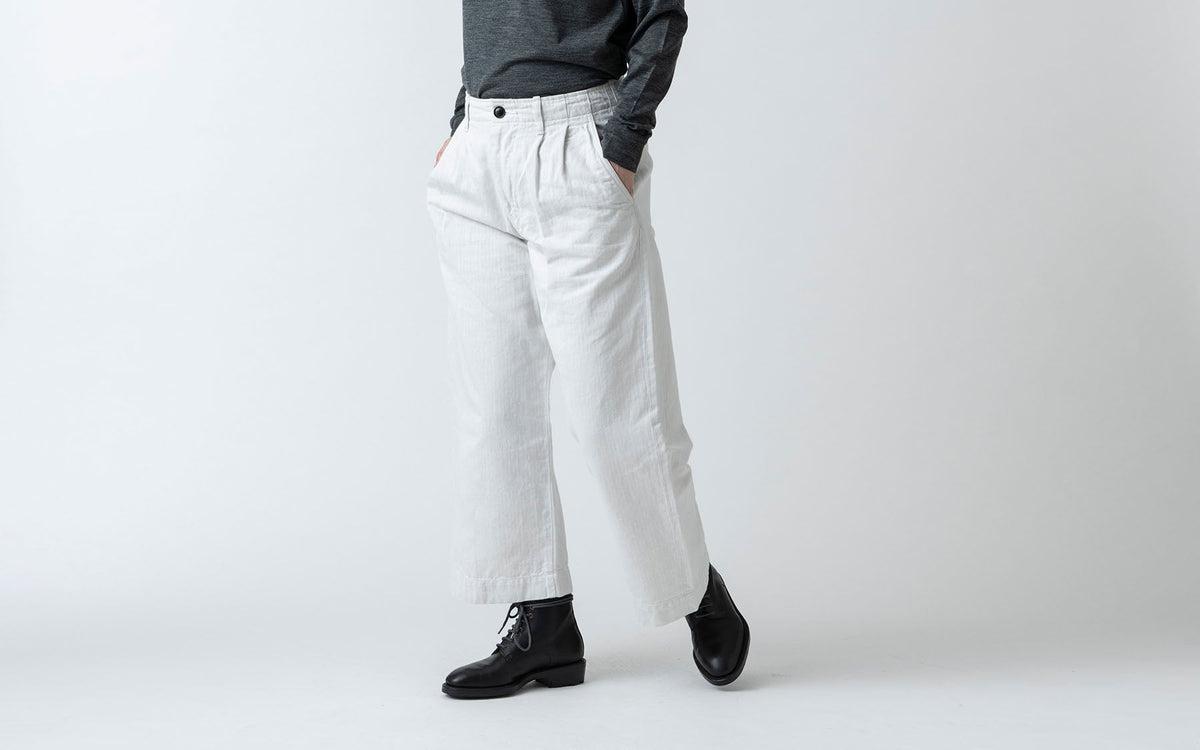 HANDROOM WOMEN'S コットンリネンヘリンボーンパンツ black｜ladies｜4size