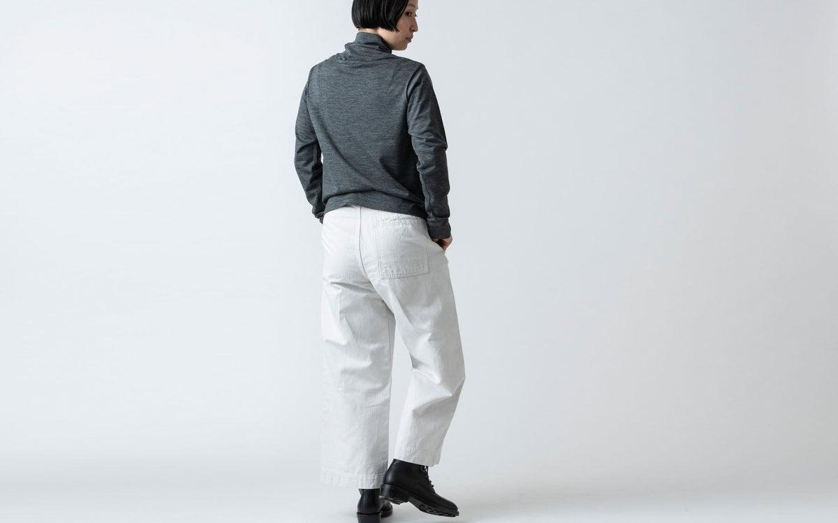 HANDROOM WOMEN'S コットンリネンヘリンボーンパンツ black｜ladies｜4size