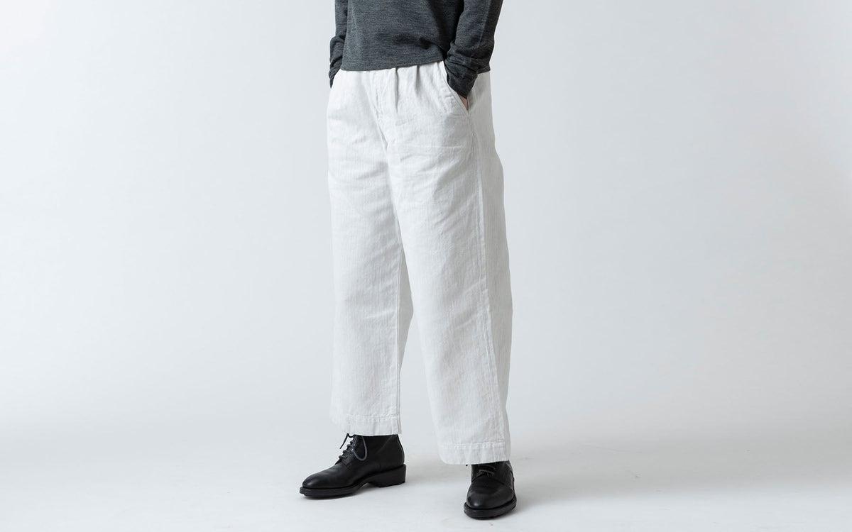 HANDROOM WOMEN'S コットンリネンヘリンボーンパンツ offwhite｜ladies｜4size