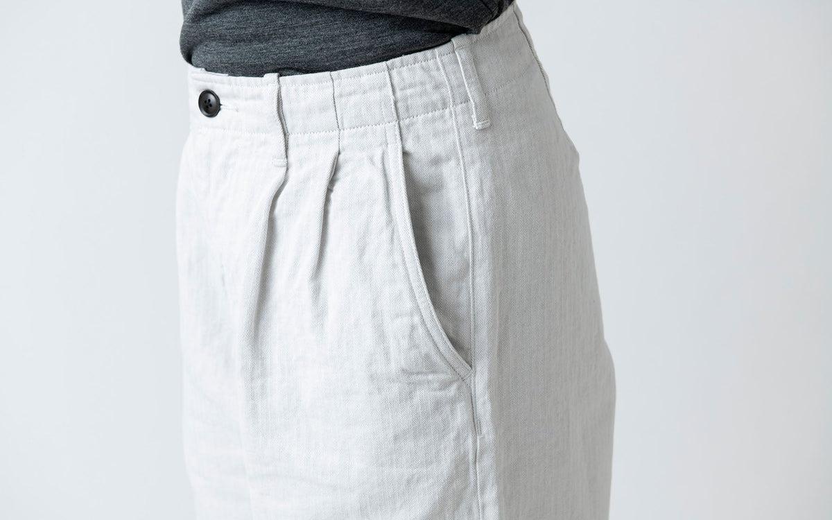 HANDROOM WOMEN'S コットンリネンヘリンボーンパンツ offwhite｜ladies｜4size