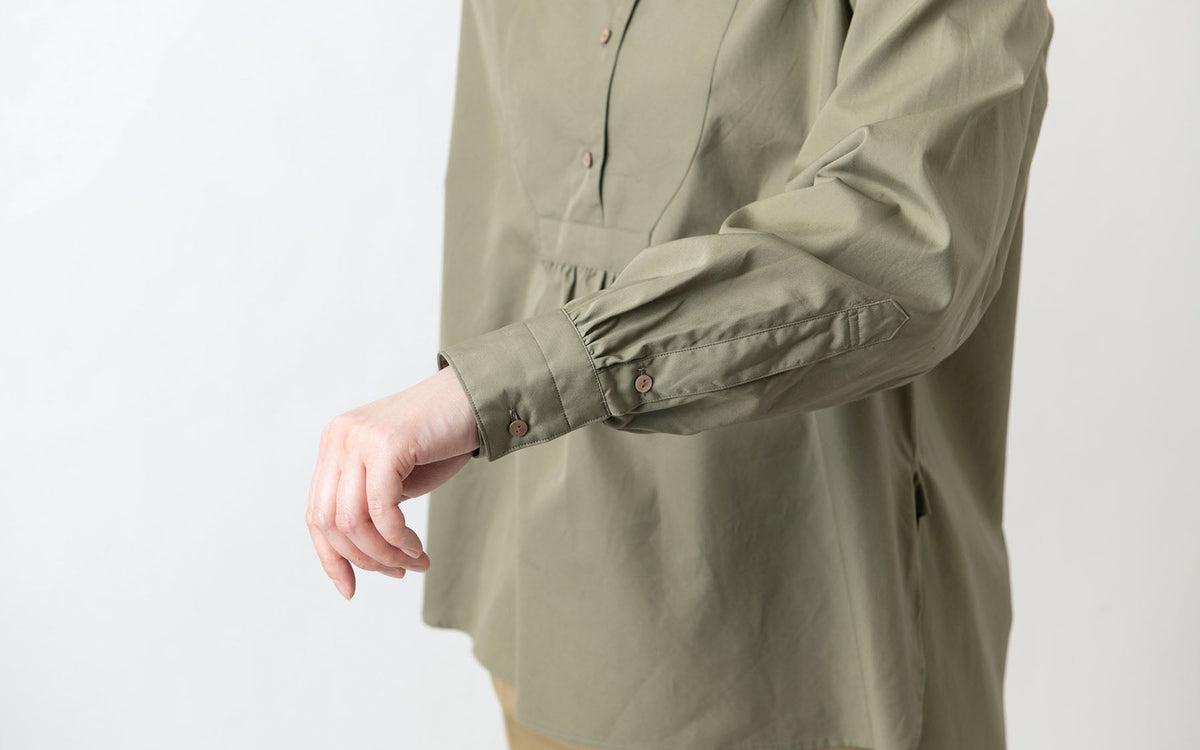 HANDROOM WOMEN'S クラシックフロントプルオーバーシャツ khaki｜ladies｜2size