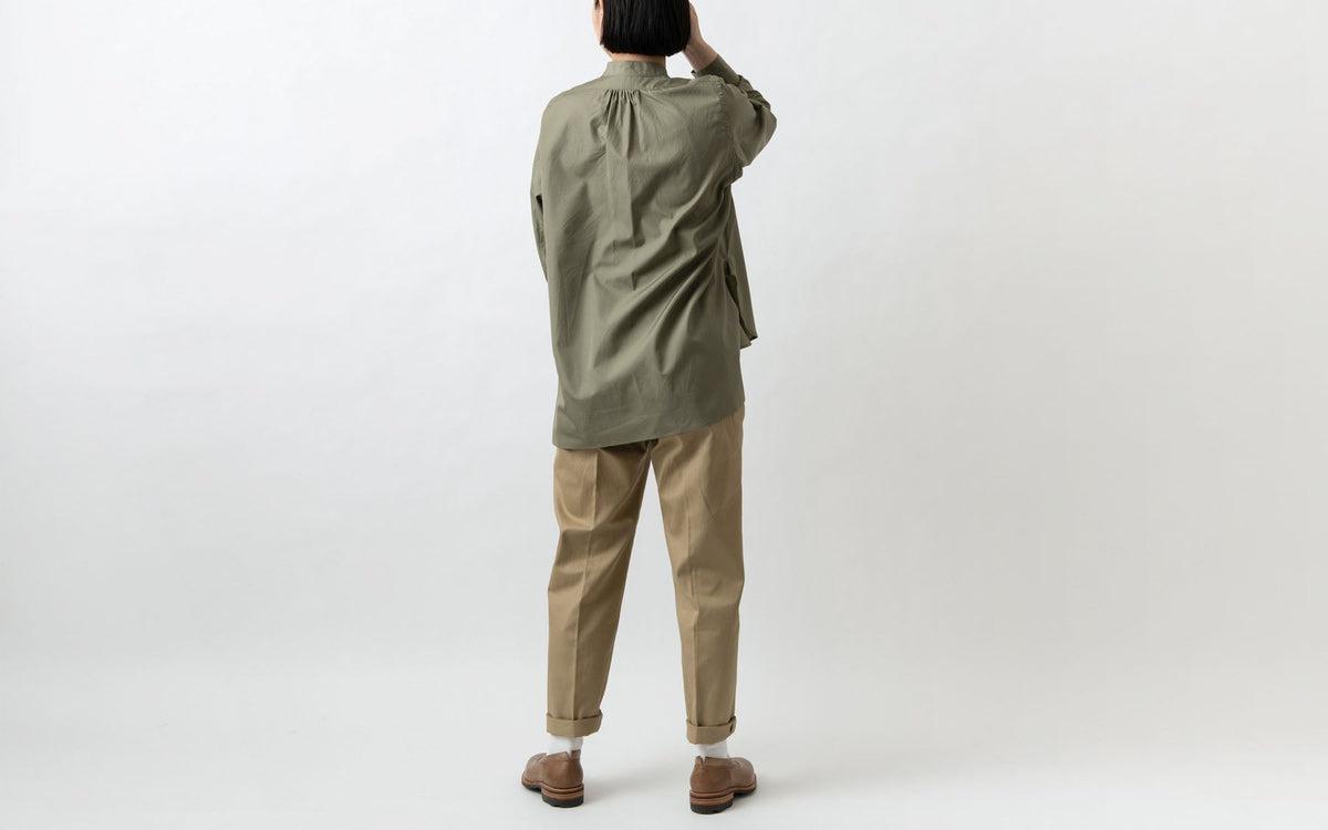 HANDROOM WOMEN'S クラシックフロントプルオーバーシャツ khaki｜ladies｜2size