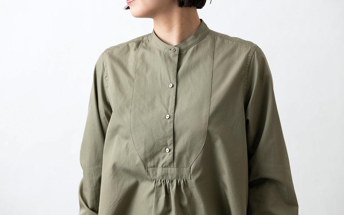 HANDROOM WOMEN'S クラシックフロントプルオーバーシャツ khaki｜ladies｜2size