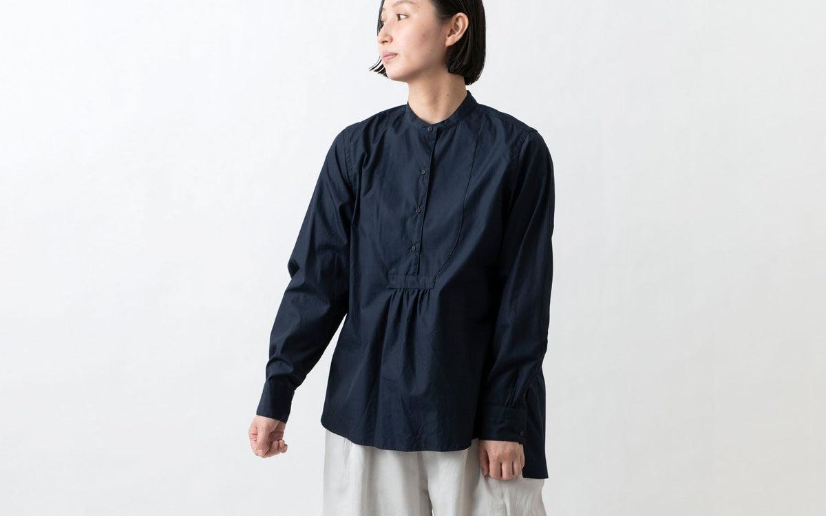 HANDROOM WOMEN'S クラシックフロントプルオーバーシャツ navy｜ladies｜2size