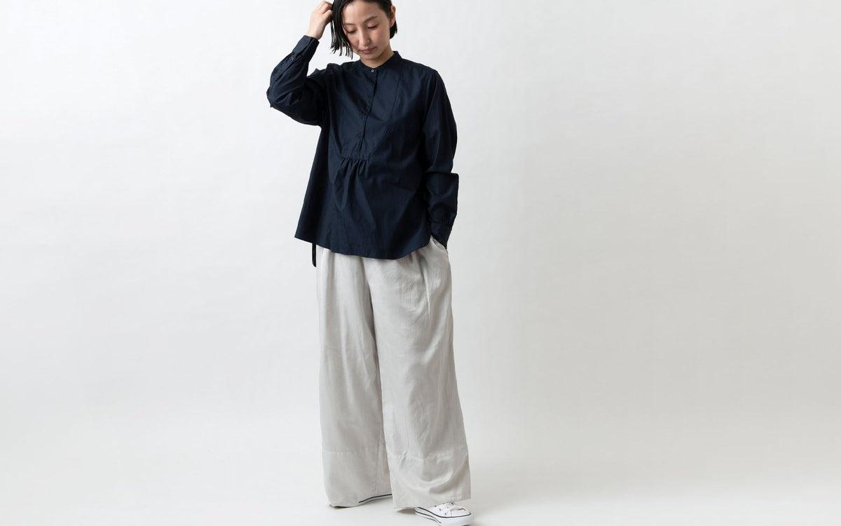HANDROOM WOMEN'S クラシックフロントプルオーバーシャツ navy｜ladies｜2size
