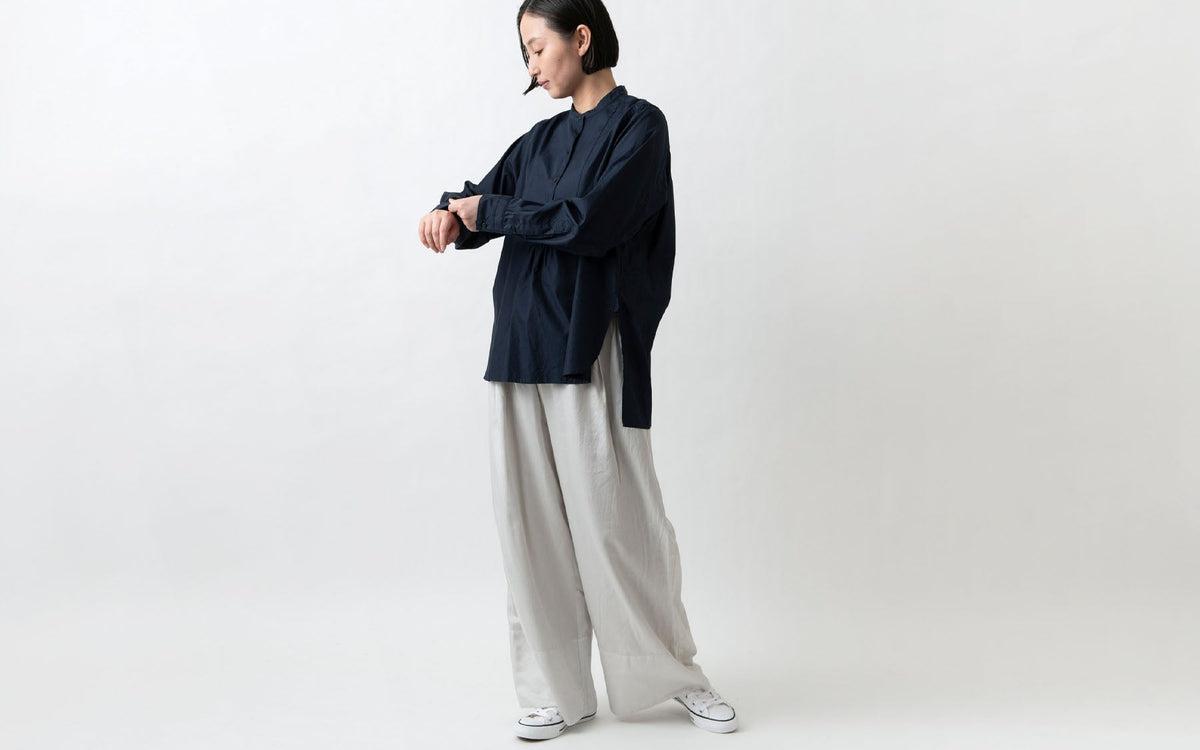 HANDROOM WOMEN'S クラシックフロントプルオーバーシャツ navy｜ladies｜2size