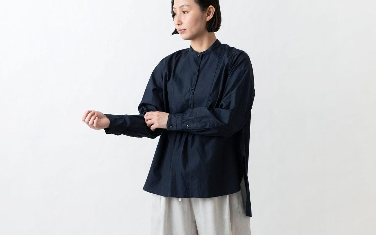 HANDROOM WOMEN'S クラシックフロントプルオーバーシャツ navy｜ladies｜2size