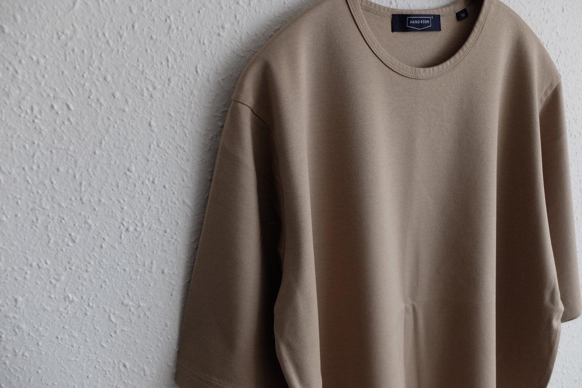 HANDROOM WOMEN'S クルーネック5分袖Tシャツ beige｜ladies