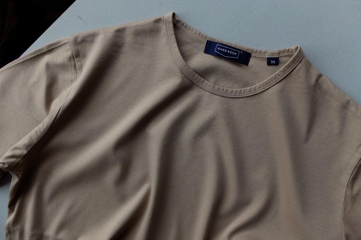 HANDROOM WOMEN'S クルーネック5分袖Tシャツ beige｜ladies