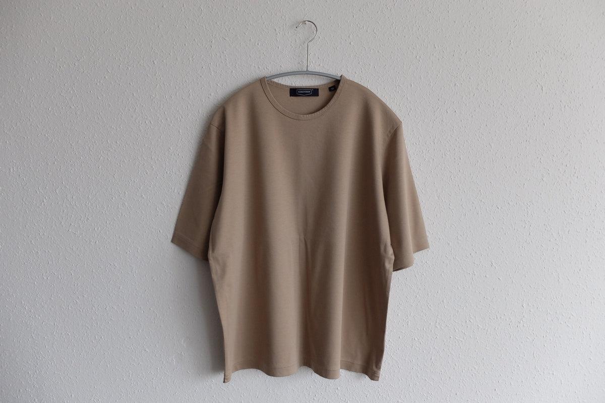 HANDROOM WOMEN'S クルーネック5分袖Tシャツ beige｜ladies