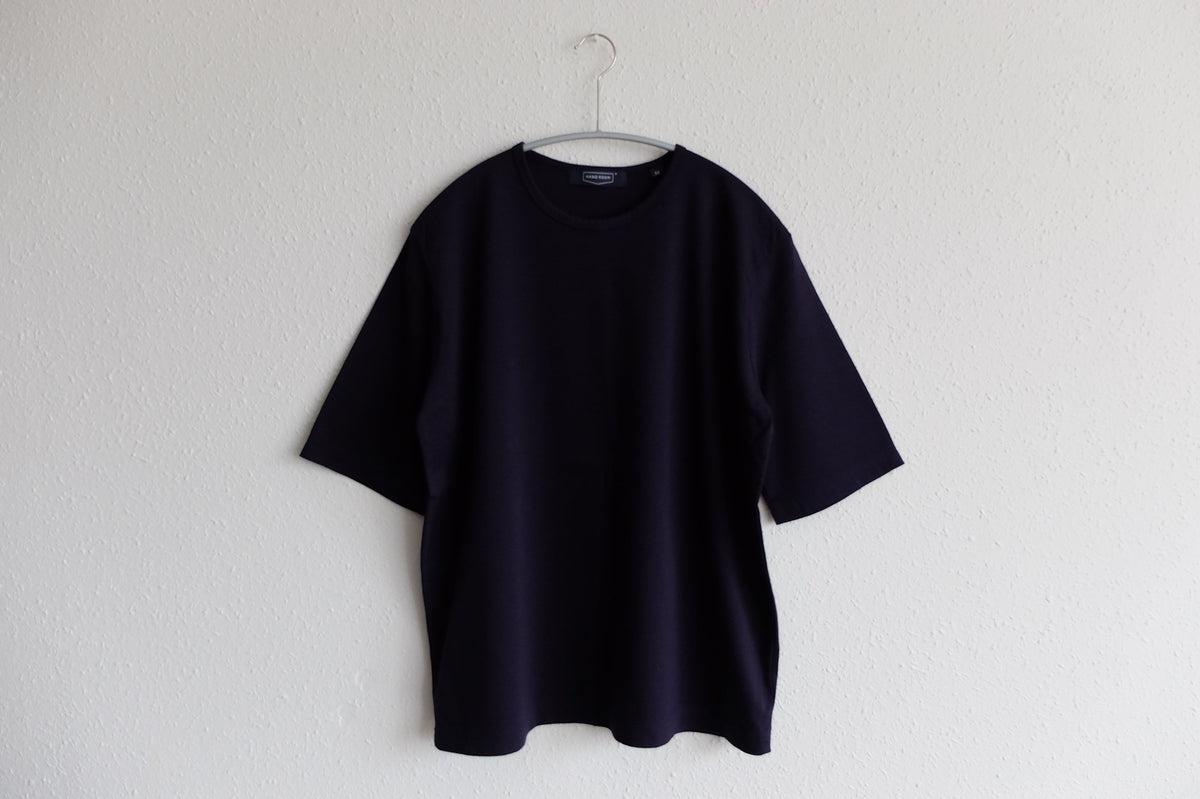 HANDROOM WOMEN'S クルーネック5分袖Tシャツ navy｜ladies