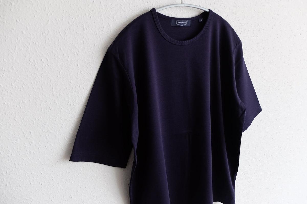 HANDROOM WOMEN'S クルーネック5分袖Tシャツ navy｜ladies