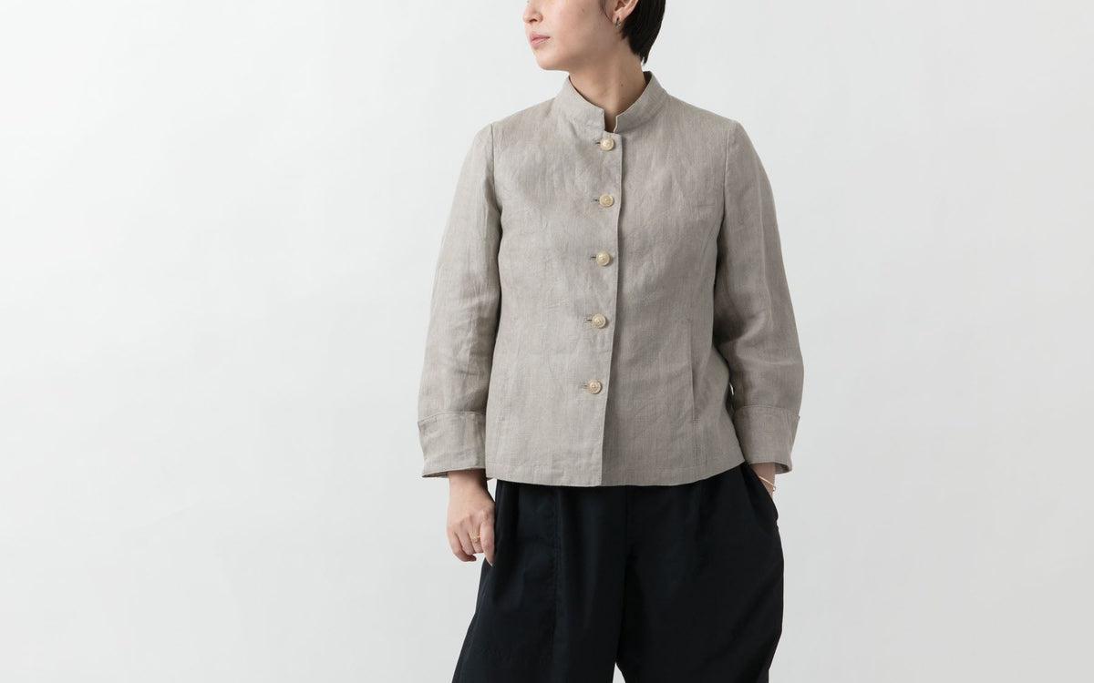HANDROOM WOMEN'S リネン スタンドカラージャケット beige｜ladies｜2size