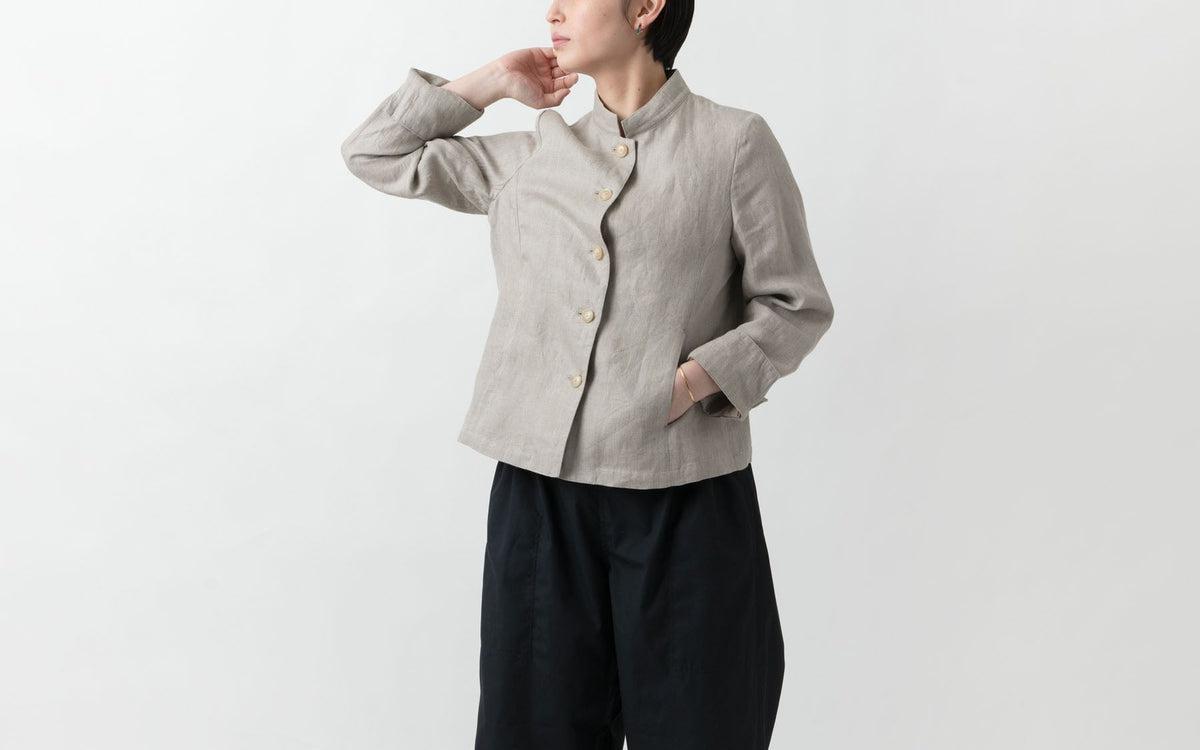 HANDROOM WOMEN'S リネン スタンドカラージャケット beige｜ladies｜2size