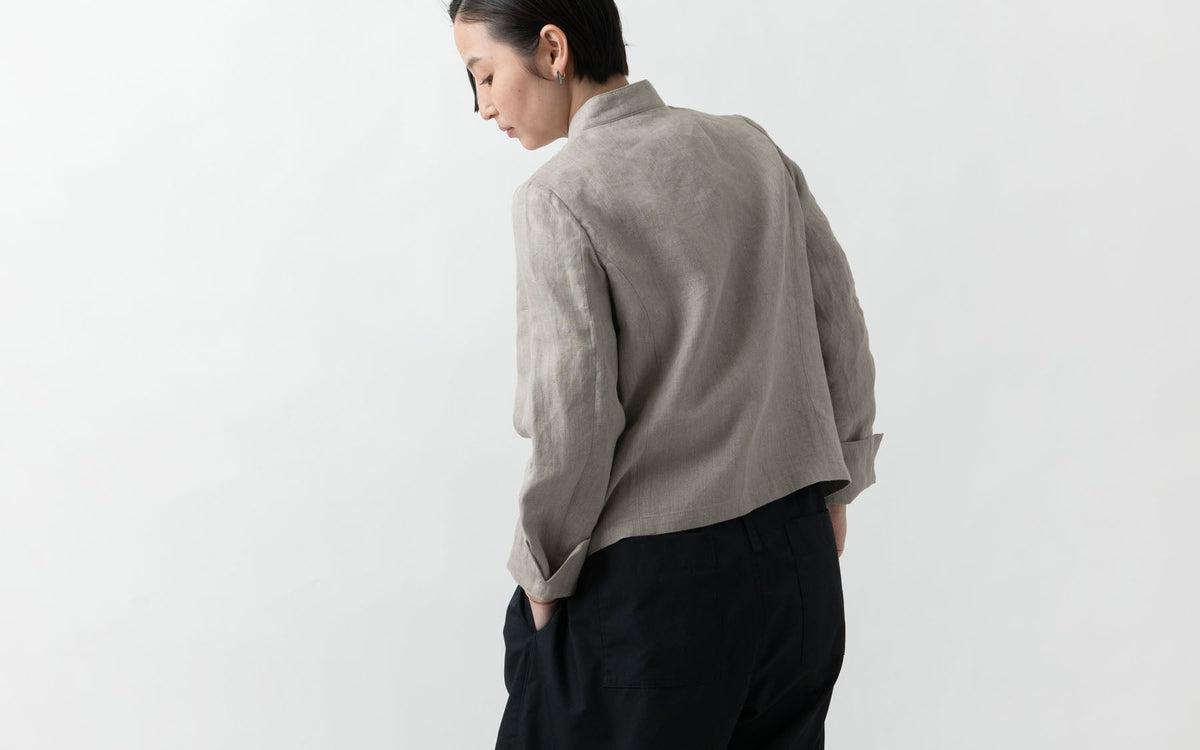 HANDROOM WOMEN'S リネン スタンドカラージャケット beige｜ladies｜2size