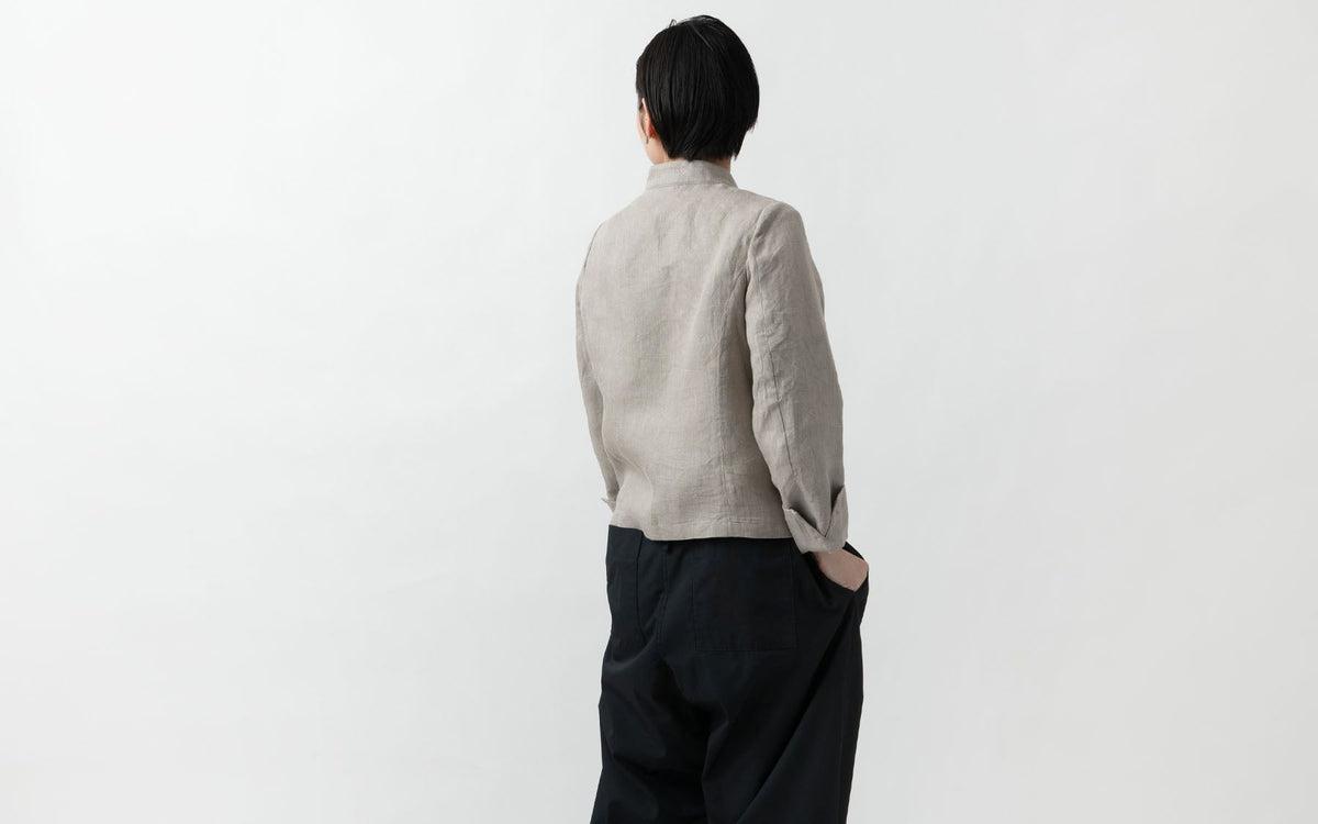 HANDROOM WOMEN'S リネン スタンドカラージャケット beige｜ladies｜2size