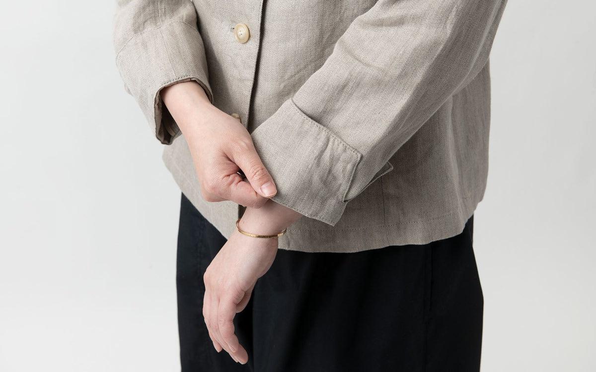 HANDROOM WOMEN'S リネン スタンドカラージャケット beige｜ladies｜2size