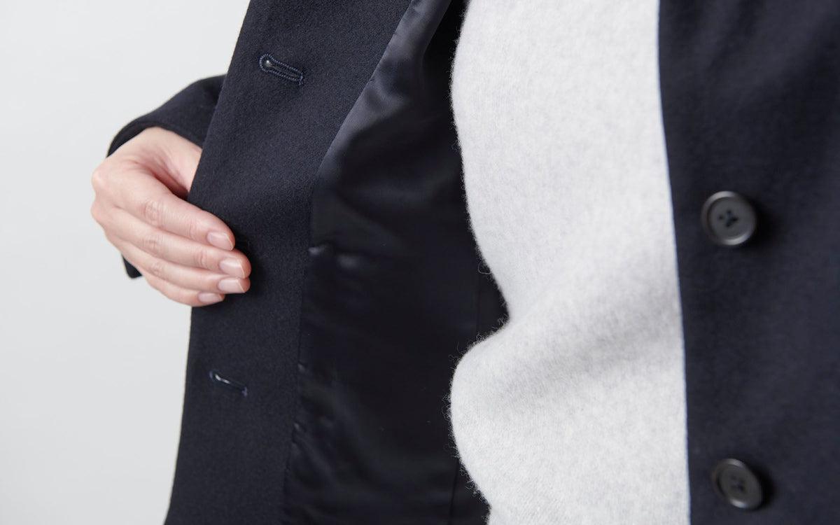 HANDROOM WOMEN'S タスマニアウール スタンドカラージャケット navy｜ladies｜2size