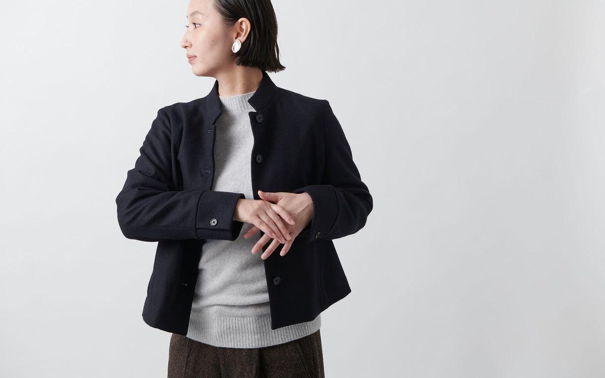 HANDROOM WOMEN'S タスマニアウール スタンドカラージャケット navy｜ladies｜2size
