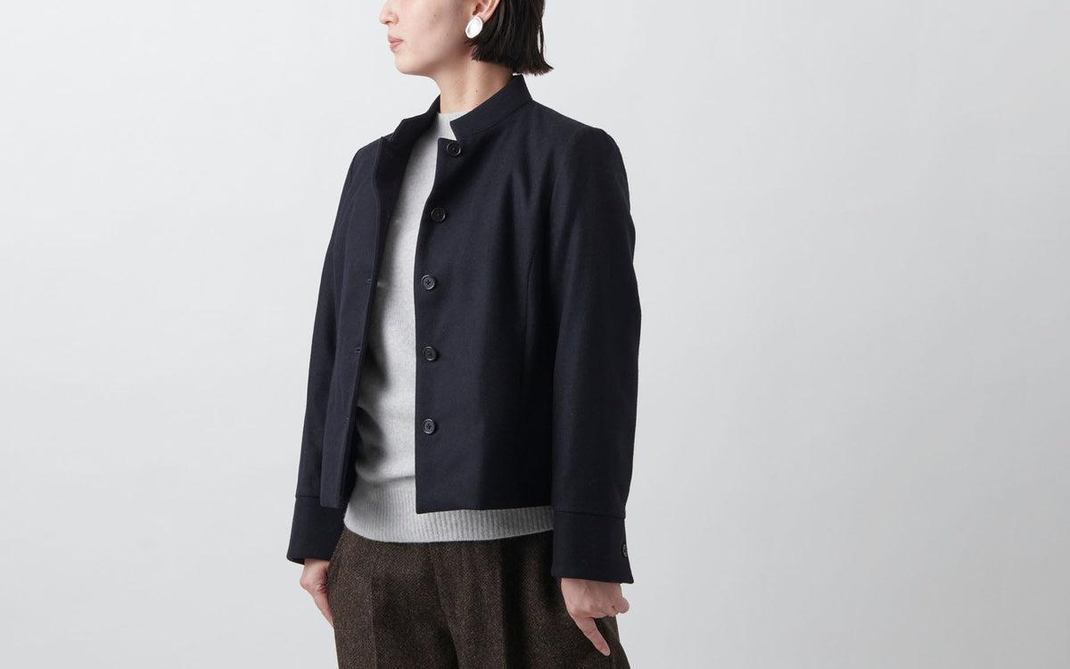 HANDROOM WOMEN'S タスマニアウール スタンドカラージャケット navy｜ladies｜2size