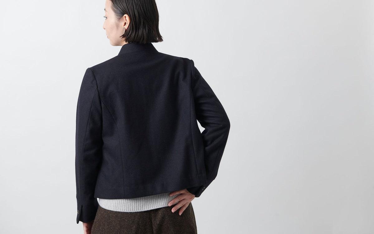 HANDROOM WOMEN'S タスマニアウール スタンドカラージャケット navy｜ladies｜2size