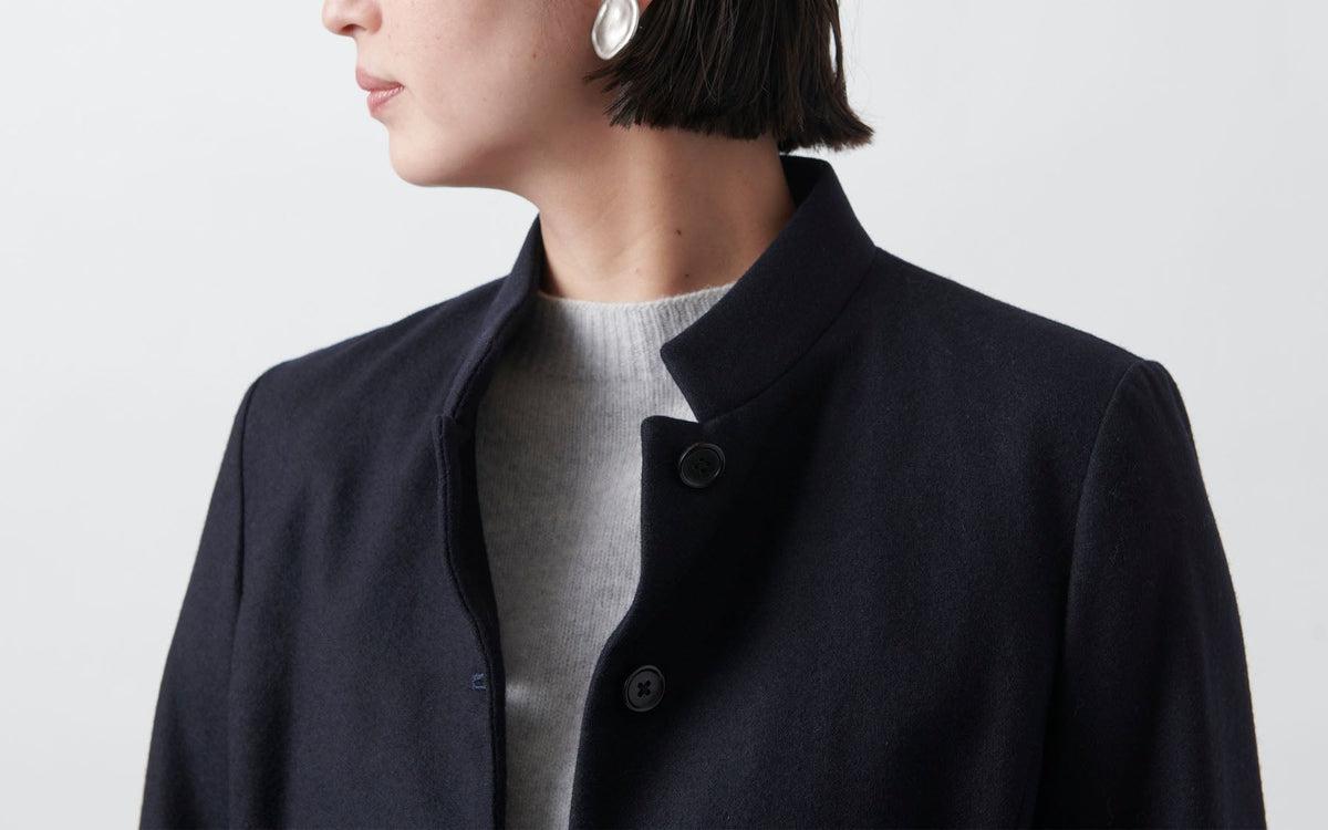 HANDROOM WOMEN'S タスマニアウール スタンドカラージャケット navy｜ladies｜2size