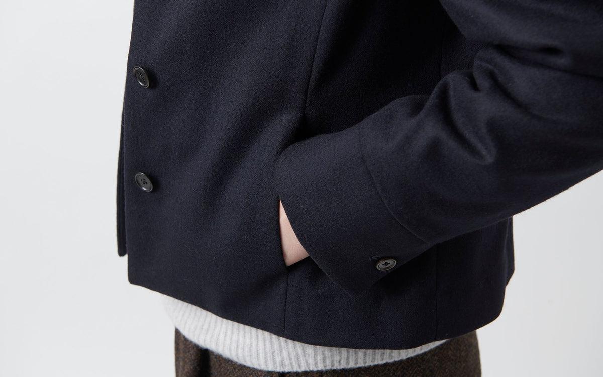 HANDROOM WOMEN'S タスマニアウール スタンドカラージャケット navy｜ladies｜2size