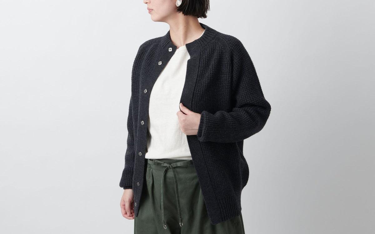 MITTAN / 軽量ウールニットブルゾン 灰 KN-14 / unisex
