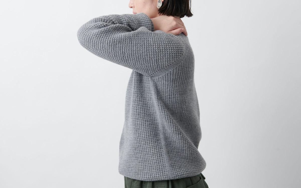 MITTAN / 軽量ウールニットブルゾン 灰 KN-14 / unisex
