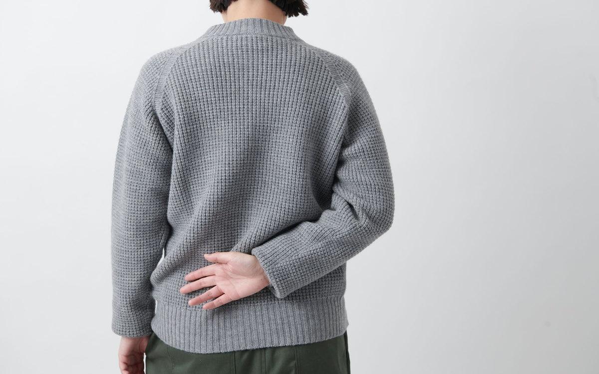 MITTAN / 軽量ウールニットブルゾン 灰 KN-14 / unisex