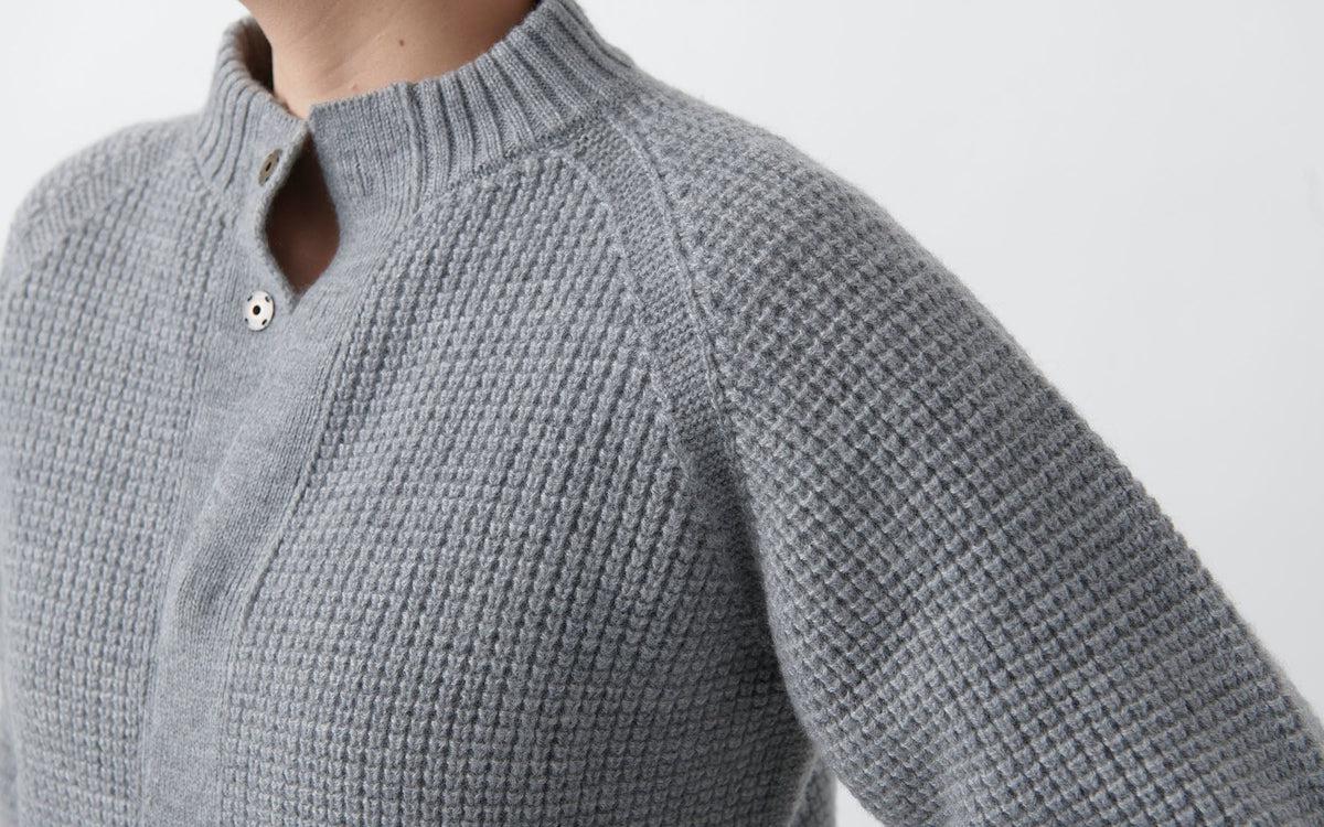 MITTAN / 軽量ウールニットブルゾン 灰 KN-14 / unisex