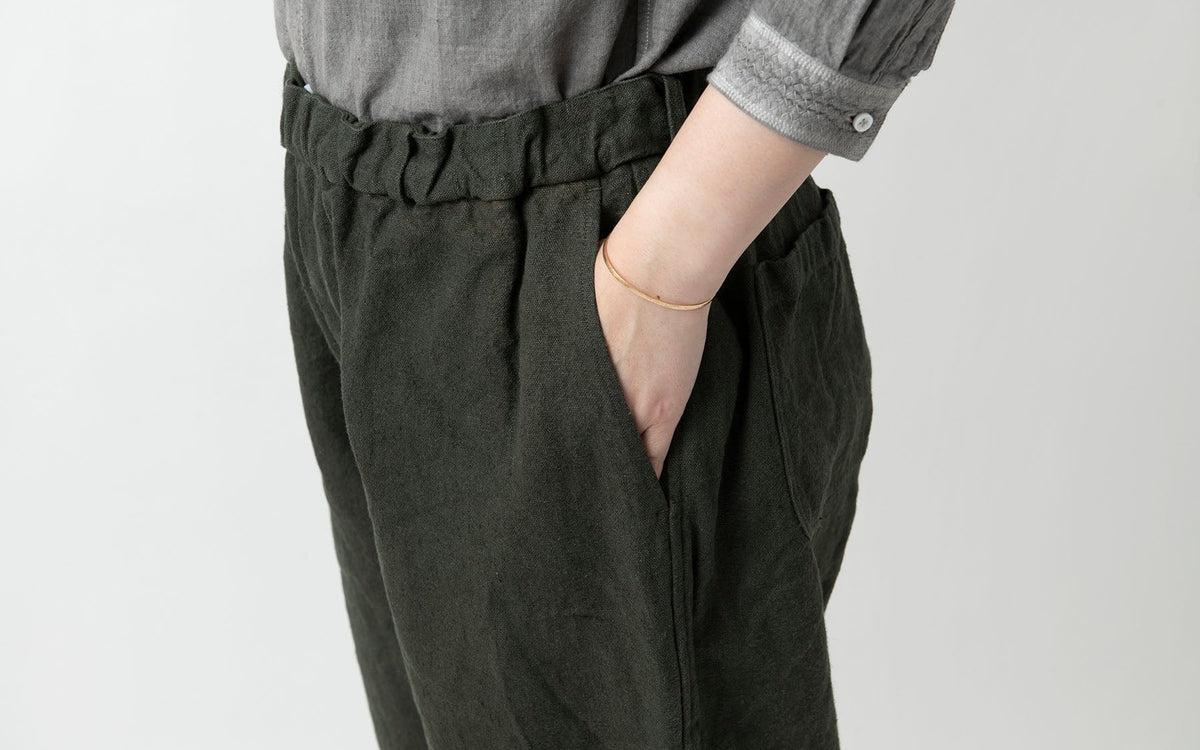MITTAN / 亜麻苧麻ロングパンツ 墨黒 PT-91 / unisex